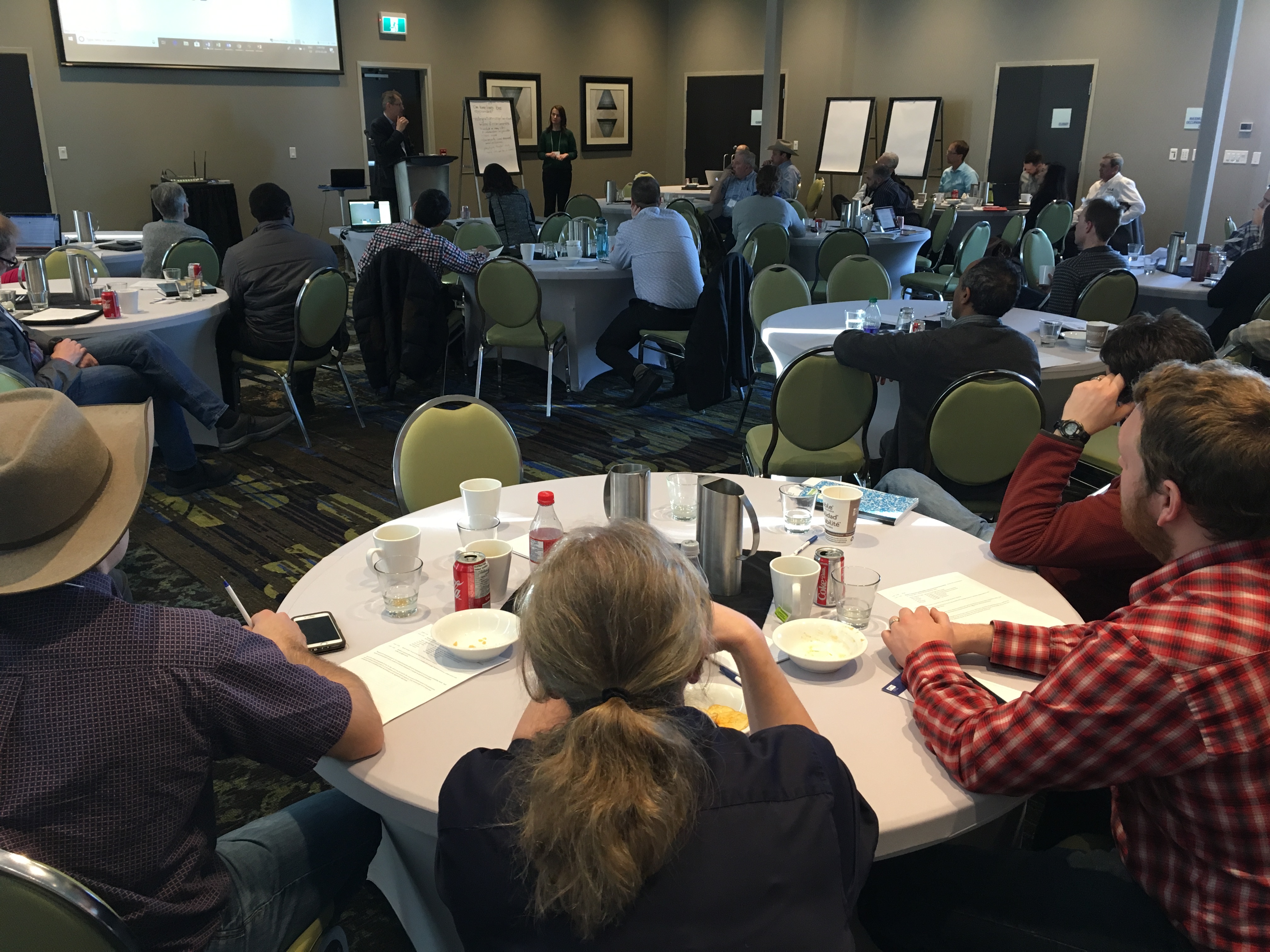 Scientists brainstorm research projects in the final session of the Beef and Forage Research Forum.